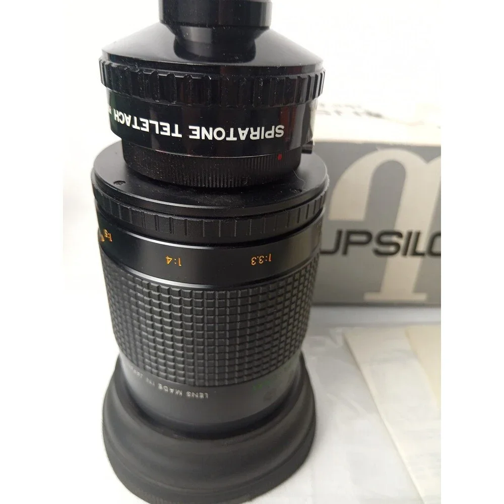 Vintage Upsilon 300mm f/4 Prime Telephoto Lens Set with Box Caps Manual Japan
